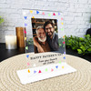 Fathers Day Gift Colourful Triangles Photo Personalised Acrylic Plaque