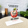 Thank You Teacher Gift Cute Worm In Apple Personalised Acrylic Plaque