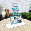 Thanks For Being An Awesome Dad Gift Blue Photo Personalised Acrylic Plaque