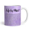 Black Initials Heart Purple Any Song Lyrics Custom Music Gift Personalised Mug