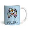 Gamer Controller Gaming Gift Messy Blue Coffee Tea Cup Personalised Mug