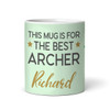 Best Archer Archery Gift Green Silhouette Coffee Tea Cup Personalised Mug