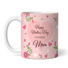 Pink Floral Circle Photo Mother's Day For Mom Gift Coffee Tea Personalised Mug