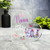 Nana 90th Birthday Present Purple Chamomile Floral Heart Plaque Keepsake Gift