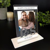 Happy Engagement Gift Initials Photo White Grey Personalised Gift Acrylic Plaque