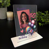50th Birthday Gift Rainbow Floral Balloons Photo Custom Personalised Gift Plaque