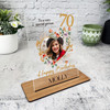 70th Birthday Gift For Female Floral Heart Photo Custom Personalised Gift Plaque