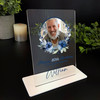 80th Birthday Gift Watercolour Navy Floral Wreath Photo Personalised Gift Plaque