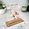 Christening Day Gift Baby Peach Flower Photo Personalised Gift Acrylic Plaque