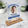 60th Birthday Gift Male Blue Star Photo Custom Personalised Gift Acrylic Plaque