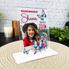 80th Birthday Gift For Female Floral Butterflies Photo Personalised Gift Plaque