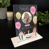 90th Birthday Gift Her Gift Pink Cupcake Balloon Photo Personalised Gift Plaque