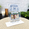 50th Birthday Gift Aged To Perfection Male Blue Photo Personalised Gift Plaque