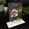 100th Birthday Gift Black Gold Balloons Photo Personalised Gift Acrylic Plaque