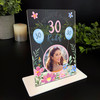 30th Birthday Gift For Female Flower Pink Blue Photo Personalised Gift Plaque