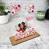 100th Birthday Gift For Her Pink Floral Heart Photo Personalised Gift Plaque