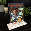 100th Birthday Gift Happy Beer Glass Balloons Photo Personalised Gift Plaque