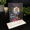 90th Birthday Gift Pink Floral Wreath Photo Personalised Gift Acrylic Plaque