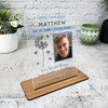 Great Grandson Him Dandelion Memorial Keepsake Gift Photo Blue Custom Plaque