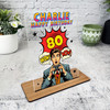 80th Birthday Gift Comic Style Man Custom Personalised Gift Acrylic Plaque