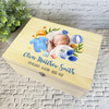 Photo Details Blue Floral Photo New Baby Boy Personalised Wooden Keepsake Box