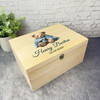 Teddy Bear Wrapped In Blue Blanket New Baby Personalised Wooden Keepsake Box