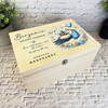 Sleeping Dark Skin Blue Stork New Baby Boy Personalised Wooden Keepsake Box