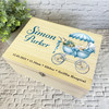 Vintage Blue Baby Pram Floral New Baby Boy Personalised Wooden Keepsake Box