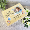 Blue Teddy Bears Round Photo New Baby Boy Personalised Wooden Keepsake Box