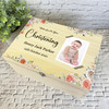 Peach Cream Floral Photo Boy Christening Personalised Wooden Memory Keepsake Box