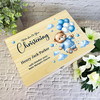 Blue Teddy Bear With Balloons Christening Personalised Wooden Keepsake Box