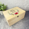 Red Roses Mr & Mrs Wreath Memories Wedding Day Personalised Wooden Keepsake Box