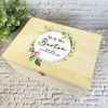 Pink Green Floral Wreath Wedding Day Personalised Wooden Memory Keepsake Box