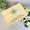 Compass Our Adventures Travelling Couple Personalised Wooden Memory Keepsake Box