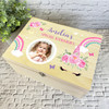 Unicorn Butterfly Special Memories Girl Photo Personalised Wooden Keepsake Box