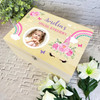 Unicorn Butterfly Special Memories Girl Photo Personalised Wooden Keepsake Box