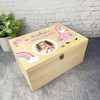 Unicorn Butterfly Special Memories Girl Photo Personalised Wooden Keepsake Box