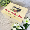 Pink Navy Retro Sewing Machine Box Personalised Wooden Keepsake Storage Box