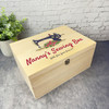 Pink Navy Retro Sewing Machine Box Personalised Wooden Keepsake Storage Box