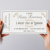 Anniversary Any Event Gold Elegant Personalised Surprise Ticket Gift Voucher