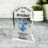 Brother Blue Floral Cross Remembrance Memorial Gift Gravestone Keepsake Plaque