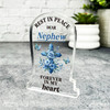Nephew Blue Floral Cross Remembrance Memorial Gift Gravestone Keepsake Plaque Nephew Blue Floral Cross Remembrance Memorial Gift Gravestone Keepsake Plaque