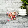 Gift For Mother-In-Law Cute Floral Teddy Bear Heart Puzzle Piece Keepsake Plaque