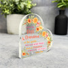 Gift For Best Grandma In The World Orange Flowers Side Heart Keepsake Plaque