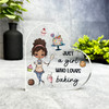 Gift For Baker Dark Skin Girl Baking Side Heart Keepsake Plaque Ornament Present