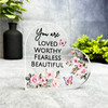Pink Floral You Are Loved Positive Inspirational Gift Side Heart Keepsake Plaque