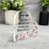 Pink Floral You Are Loved Positive Inspirational Gift Side Heart Keepsake Plaque