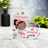 Gift For Granddaughter Dark Skin Cute Ballerina Girl Side Heart Keepsake Plaque