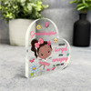 Gift For Granddaughter Dark Skin Cute Ballerina Girl Side Heart Keepsake Plaque