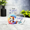 Gift For Cat Lover Cute Cat Name Initial C Side Heart Keepsake Plaque Ornament